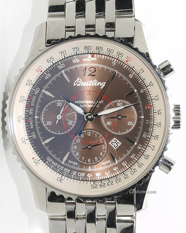 Breitling Montbrillant Chronograph 38MM Chocolate Dial Steel Bracelet (A41370)