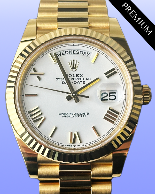 2023 Rolex Day-Date 40MM White Dial Yellow Gold President Bracelet (228238)