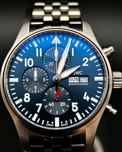 2024 IWC Schaffhausen Pilot Chronograph 43MM Blue Dial Steel Bracelet (IW378004)