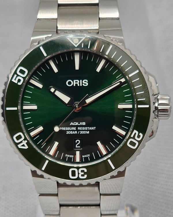 2020 Oris Aquis Date 43.5MM Green Dial Steel Bracelet (01 733 7730 4157)