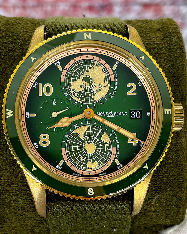 2023 Montblanc 1858 Géosphère Limited Edition 42MM Green Dial Textile Strap (119909)