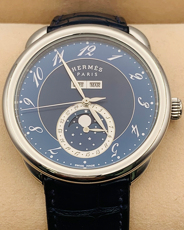 Hermès Arceau Moonphase 43MM Blue Dial Leather Strap (AR8.810)