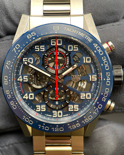 2018 Tag Heuer Carrera Calibre HEUER 01 "Red Bull" 45MM Skeleton Dial Steel Bracelet (CAR2A1K)