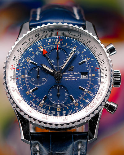 Breitling Navitimer Chronograph 46MM Blue Dial Leather Strap (A24322121C2P2)