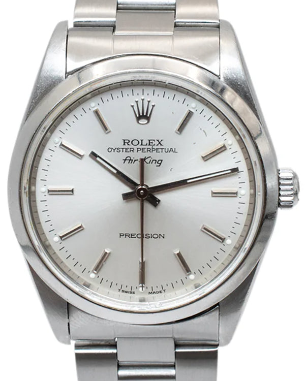 1996 (T Serial) Rolex Air-King 34MM Silver Dial Oyster Bracelet (14000)