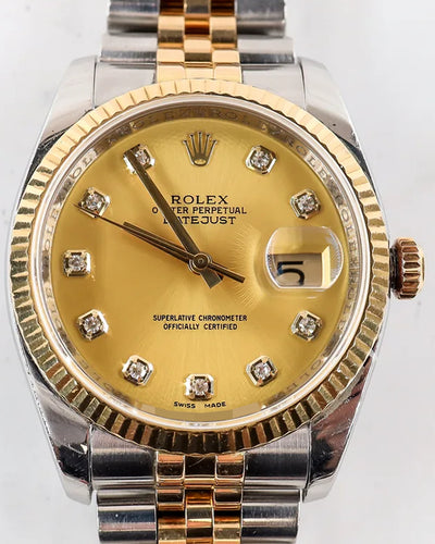 2007 (Z Serial) Rolex Datejust 36MM Champagne Dial Two-Tone Super Jubilee Bracelet (116233)