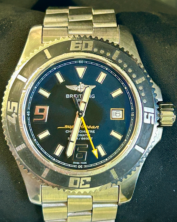 2011 Breitling Superocean 44MM Black Dial Steel Bracelet (A17391)