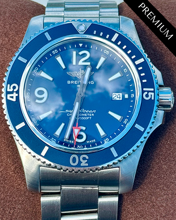 No Reserve - 2023 Breitling Superocean 44MM Blue Dial Steel Bracelet (A17367D81C1A1)