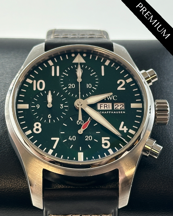 2022 IWC Pilot Chronograph 41MM Green Dial Leather Strap (IW388103)