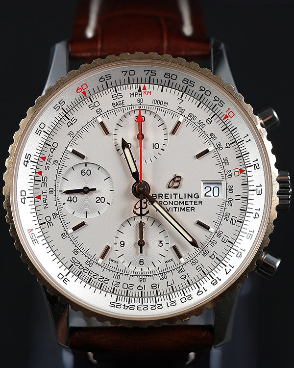 Breitling Navitimer Chronograph 41MM Silver Dial Leather Strap (U13324 )