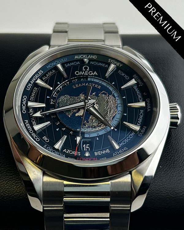 2024 Omega Seamaster Aqua Terra Worldtimer 43MM Blue Dial Steel Bracelet (220.10.43.22.03.001)