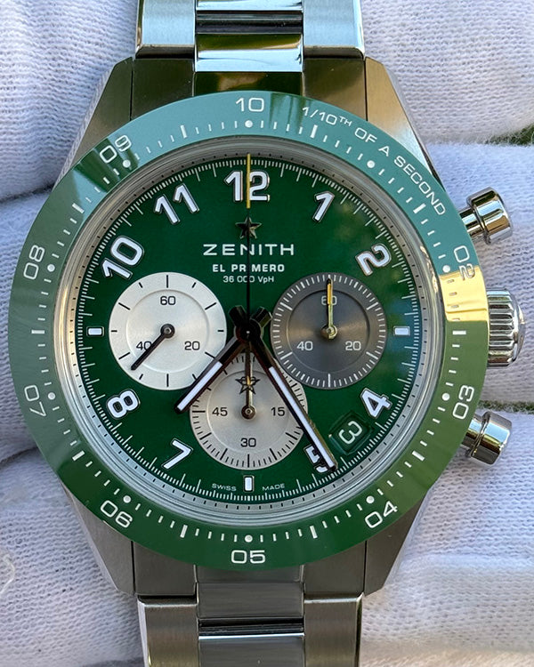 2023 Zenith Chronomaster Sport X Aaron Rodger 41MM Green Dial Steel Bracelet (03.3117.3600/56.M3100)