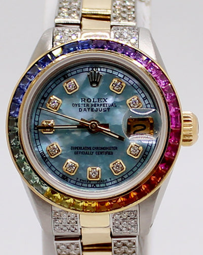 Rolex Lady-Datejust 26MM Aftermarket Mother of Pearl Dial Aftermarket Two-Tone Oyster Bracelet (6917)