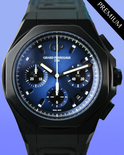 2022 Girard Perregaux Laureato Absolute Chronograph 44MM Blue Dial Rubber Strap (81060-21-491-FH6A)