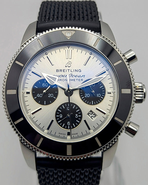 2021 Breitling Superocean Heritage Chronograph 44MM Silver Dial Rubber Strap (AB0162121G1S1)