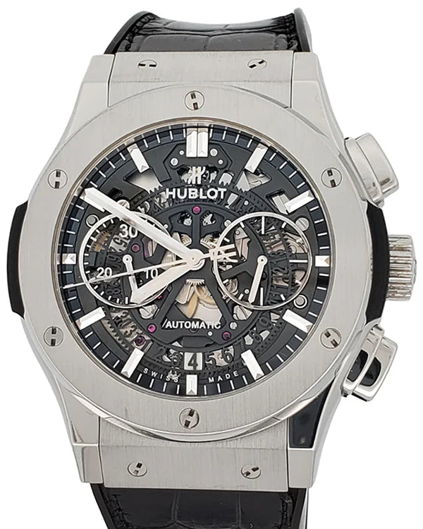 Hublot Classic Fusion Aerofusion 45MM Skeleton Dial Leather Strap (525.NX.0170.LR)