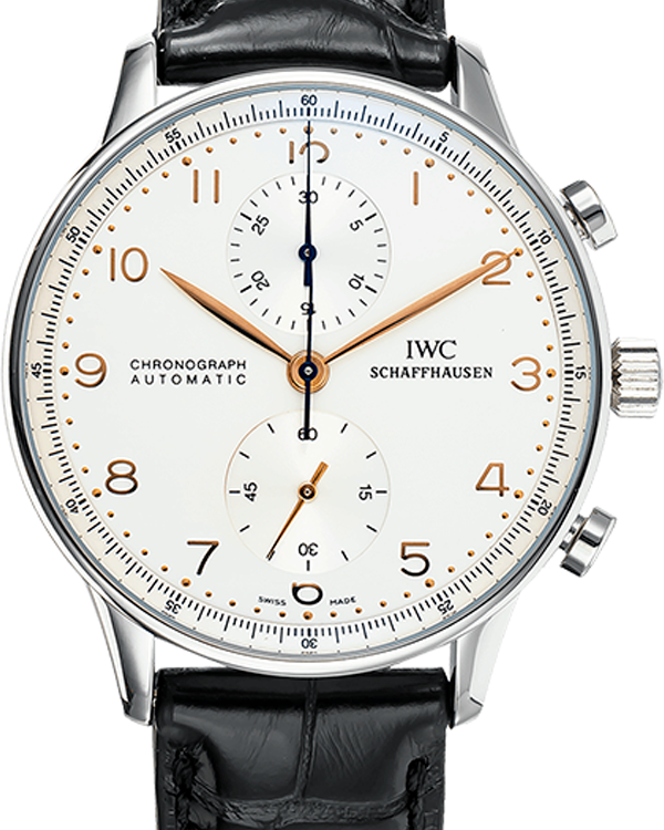 IWC Schaffhausen Portuguese Automatic Chronograph 41MM Silver Dial Leather Strap (IW371401)