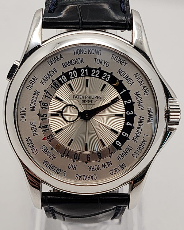 Patek Philippe World Time 39.5MM Silver Dial Leather Strap (5130G)