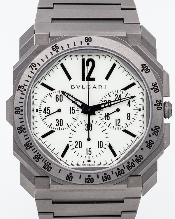 2020 Bvlgari Octo Finissimo Chronograph GMT "For The Rake & Revolution" L.E. 42MM White Dial Titanium Bracelet (BGO 42 T XT CHGMT)