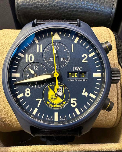 2022 IWC Schaffhausen Pilot Chronograph Blue Angels L.E 44.5MM Blue Dial Rubber/Textile (IW389109)