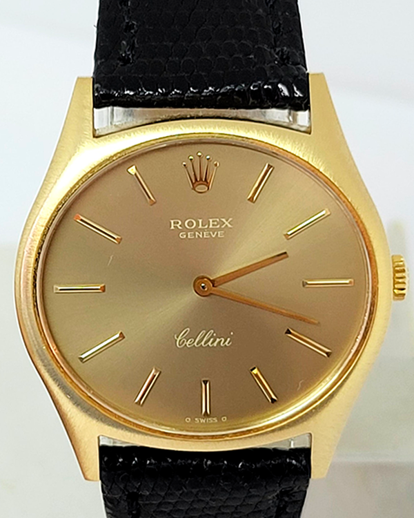 Rolex Cellini 32MM Champagne Dial Leather Strap (3806)