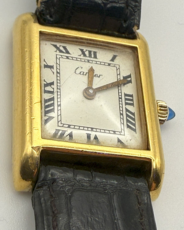 Cartier Tank 21MM White Dial Leather Strap (2113)