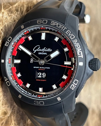 2010 Glashütte Original Sport Evolution Impact 46MM Black Dial Rubber Strap (39-47-16-16-54)