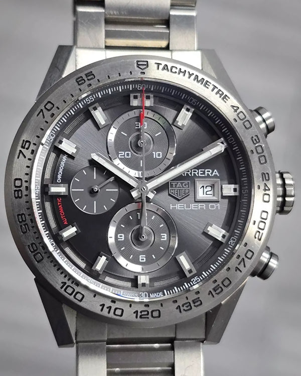 2017 Tag Heuer Carrera Heuer 01 43MM Grey Dial Titanium Bracelet (CAR208Z)