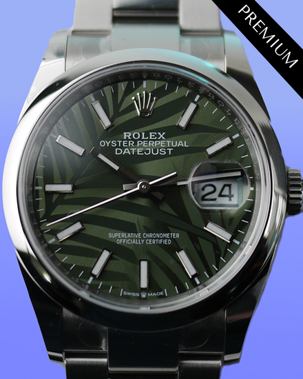 2024 Rolex Datejust 36MM Green "Palm Motif" Dial Oyster Bracelet (126200)