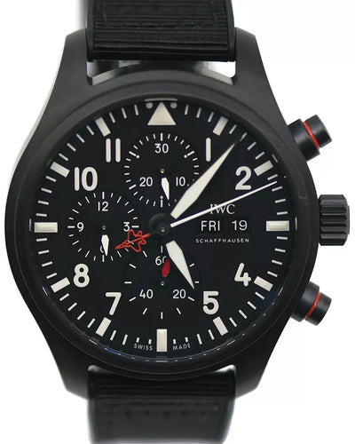 2021 IWC Schaffhausen Pilot Chronograph Top Gun 44.5MM Black Dial Textile Strap (IW389104)