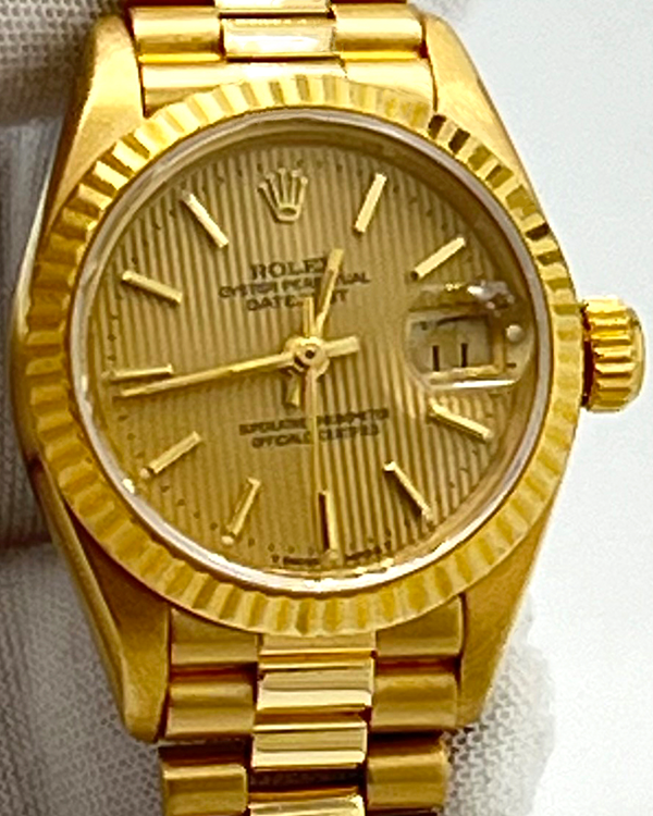 1994 Rolex Datejust 26MM Champagne Tapestry Dial Yellow Gold President Bracelet (69178)