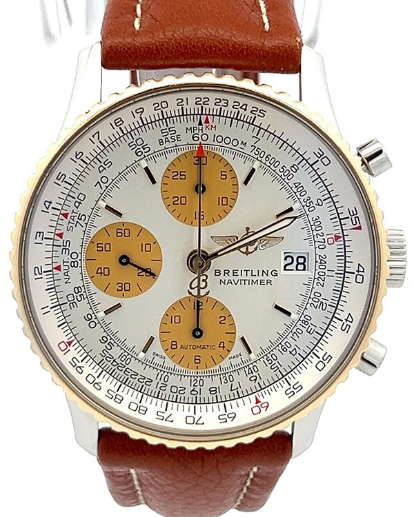 Breitling Old Navitimer 41.5MM Silver Dial Leather Strap (D13022)