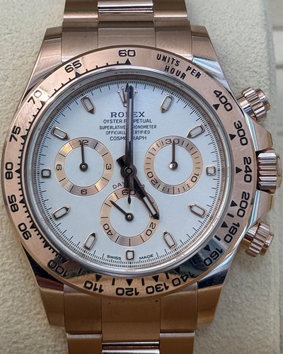 2023 Rolex Cosmograph Daytona 40MM White Dial Rose Gold Oyster Bracelet (116505)