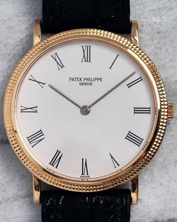 Patek Philippe Calatrava 34MM White Dial Leather Strap (3520J)