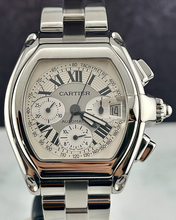 Cartier Roadster 40MM Silver Dial Steel Bracelet (2618)