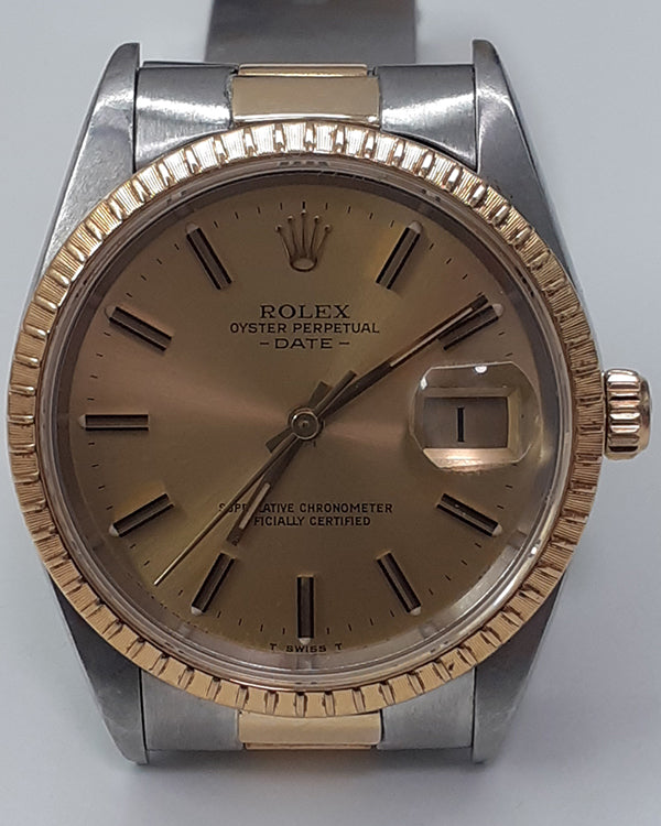 Rolex Oyster Perpetual Date 34MM Champagne Dial Two-Tone Oyster Bracelet (15223)