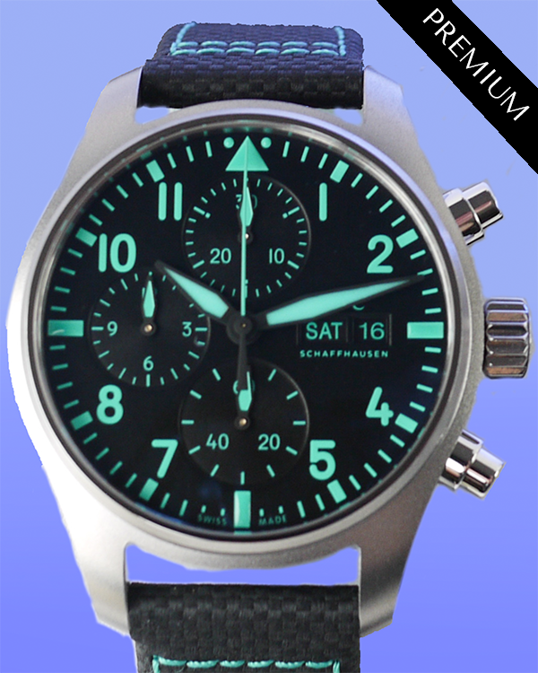 2024 IWC Schaffhausen Pilot Chronograph "Mercedes AMG Petronas Formula One Team" 41MM Black Dial Textile Strap (IW388108)