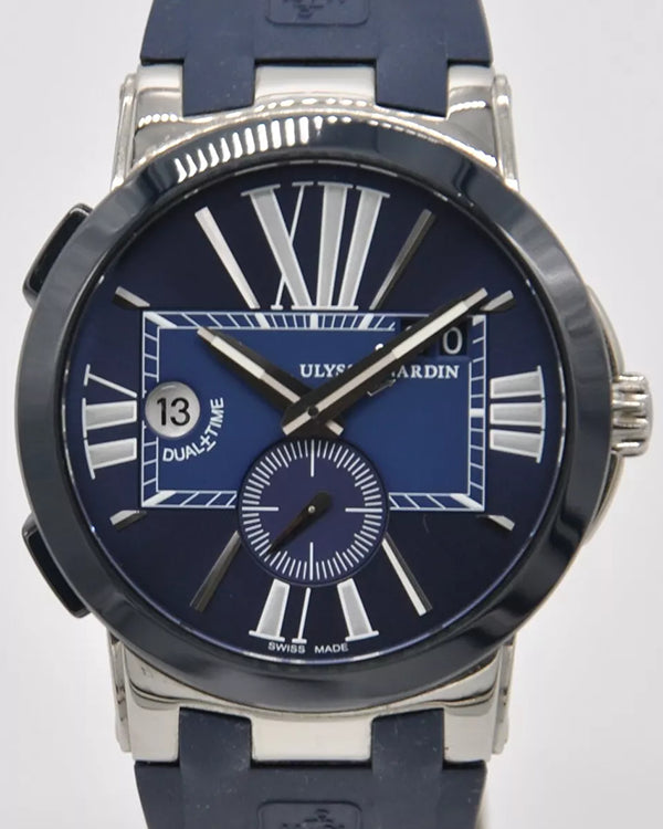 Ulysse Nardin Executive Dual Time 43MM Blue Dial Rubber Strap (243-00-3/43)