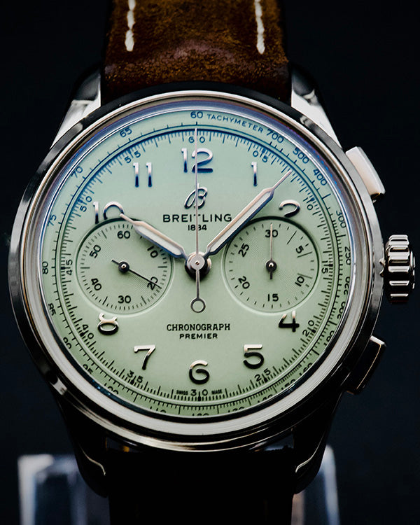 Breitling Premier B09 Chronograph 40MM Pistachio Green  Dial Leather Strap (AB0930D31L1P1)