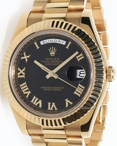 2014 Rolex Day-Date 41MM Black Dial Yellow Gold President Bracelet (218238)