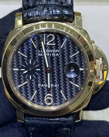Panerai Luminor Marina 44MM Black Carbon Dial Leather Strap (PAM00140)