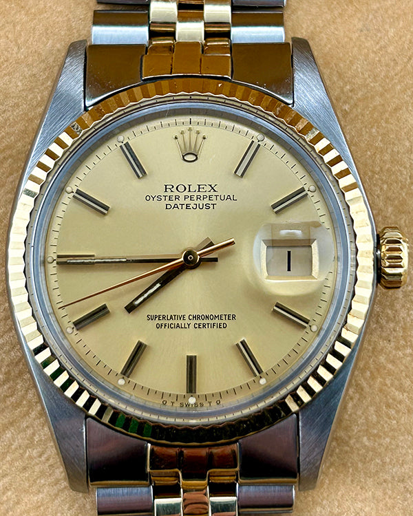 1975 Rolex Datejust Vintage 36MM Champagne Dial Two-Tone Jubilee Bracelet (1601)