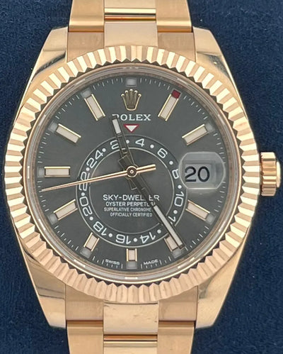 2019 Rolex Sky-Dweller Annual 42MM Dark Rhodium Grey Dial Rose Gold Bracelet (326935)