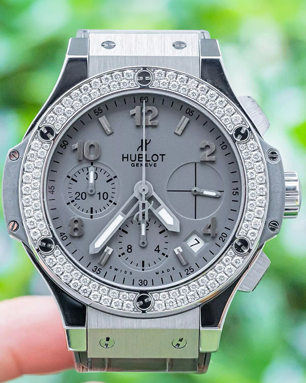 2010 Hublot Big Bang "Earl Grey" 41MM Grey Dial Leather Strap (342.ST.5010.LR.1104)