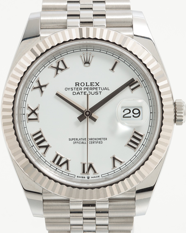 2020 Rolex Datejust 41 Jubilee Bracelet Oystersteel And White Gold Fluted Bezel Roman White Dial (126334)