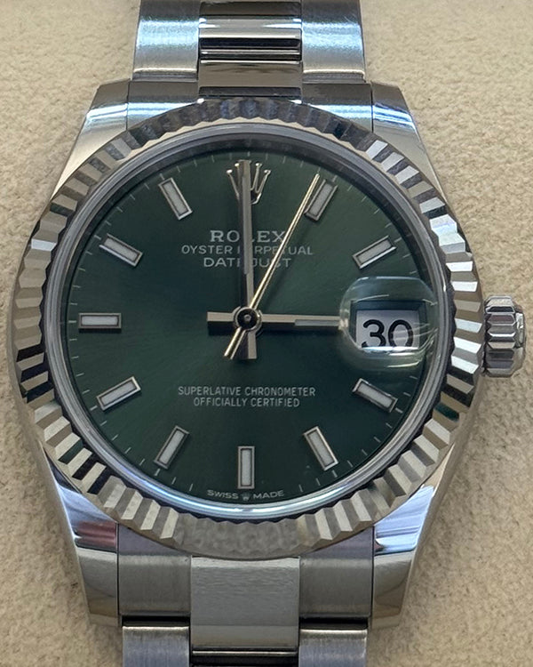 2022 Rolex Datejust 31MM Green Dial Steel Bracelet (278274)