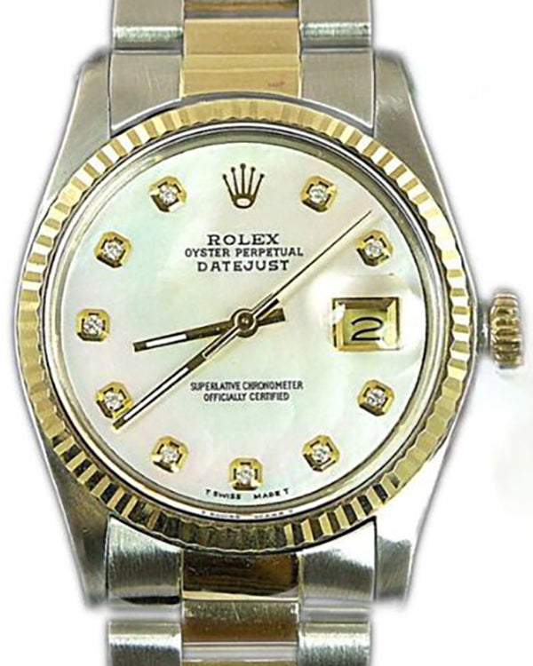 Rolex Datejust 36MM Aftermarket Mother of Pearl Dial Two-Tone Oyster Bracelet (16203)