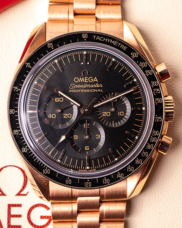 Omega Speedmaster Professional Moonwatch 42MM Black Dial Sedna Gold Bracelet (310.60.42.50.01.001)