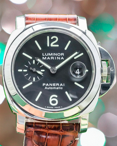 2007 Panerai Luminor Marina Automatic 44MM Black Dial Leather Strap (PAM00104)