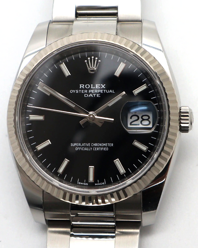 Rolex Oyster Perpetual Date 34MM Black Dial Steel Bracelet (115234)